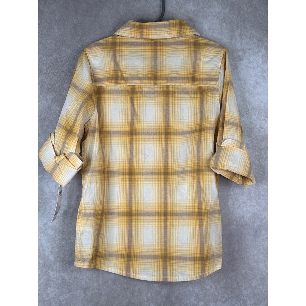 NWT OshKosh B'gosh Kids Plaid Button Down Shirt Size 7 Yellow White - Picture 4 of 5